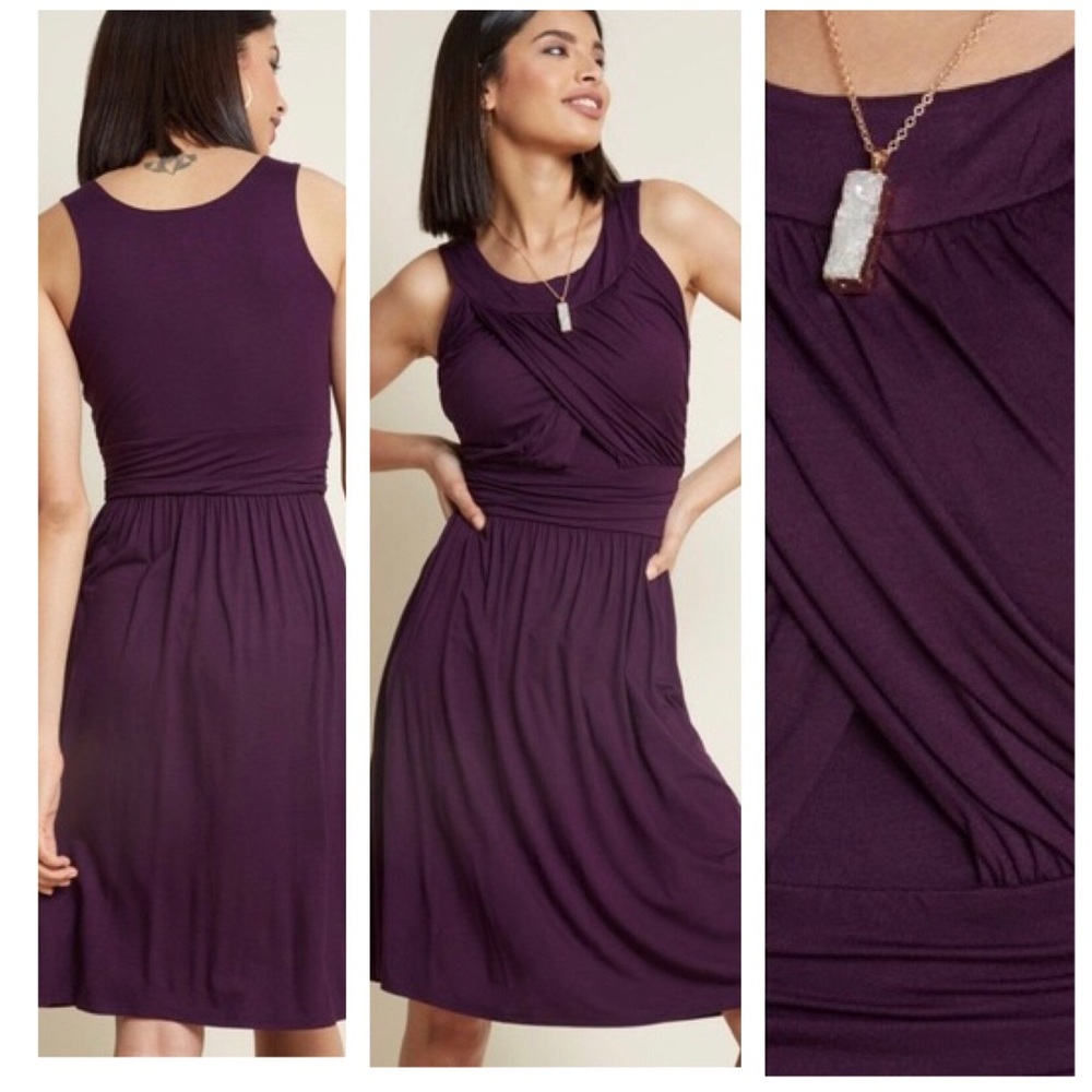 Modcloth Happy To Gather Plum Dress XS